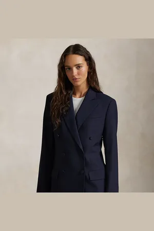 Ralph Lauren Double-Breasted Silk-Lapel Wool Blazer