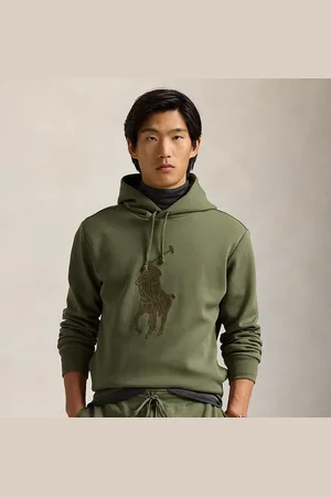 Ralph Lauren Leather-Pony Double-Knit Hoodie