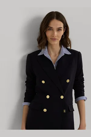 Ralph Lauren Double-Breasted Wool Crepe Blazer