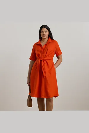 Ralph Lauren Curve - Tie-Front Linen Shirtdress