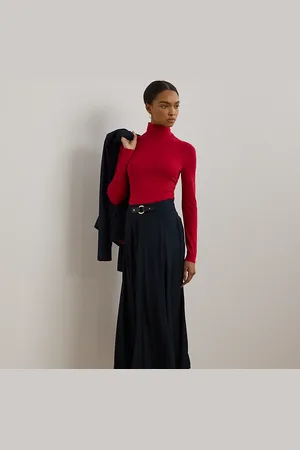 Ralph Lauren Buckle-Trim Twill Midi Skirt