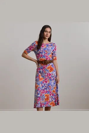 Ralph Lauren Floral Stretch Cotton Midi Dress