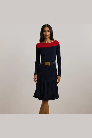 Ralph Lauren Two-Tone Pointelle-Knit Dress