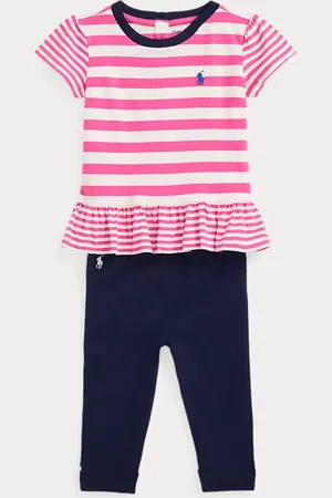 Ralph Lauren Striped Jersey Peplum Tee & Legging Set