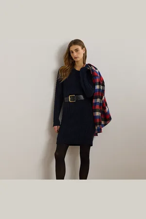 Ralph Lauren Button-Trim Aran-Knit Jumper Dress