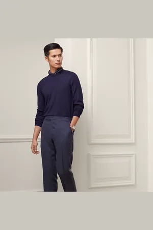 Ralph Lauren Gregory Hand-Tailored Silk-Linen Trouser
