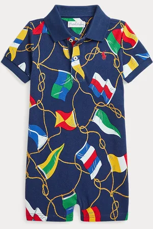 Ralph Lauren Nautical-Flag Cotton Mesh Polo Shortall