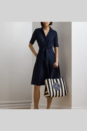 Ralph Lauren Striped Herringbone Large Emerie Tote