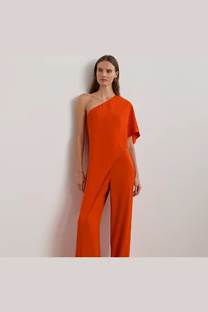 Ralph Lauren Cape Georgette One-Shoulder Jumpsuit
