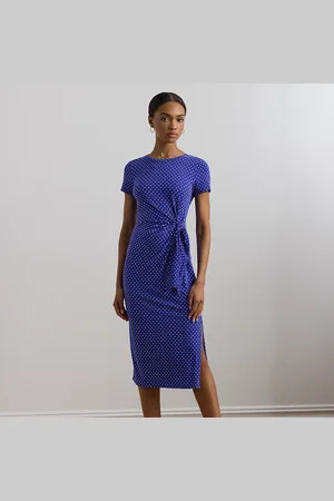 Ralph Lauren Polka-Dot Tie-Front Short-Sleeve Dress