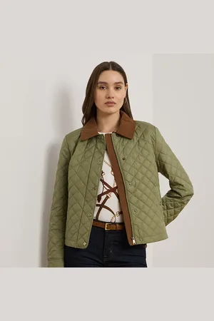 Ralph Lauren Corduroy-Trim Diamond-Quilted Jacket
