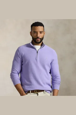 Ralph Lauren Big & Tall - Mesh-Knit Cotton Quarter-Zip Jumper