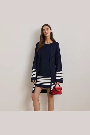 Ralph Lauren Two-Tone Cap-Sleeve Shift Jumper Dress