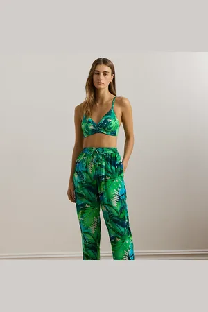 Ralph Lauren Palm-Frond-Print Wide-Leg Trous Cover-Up