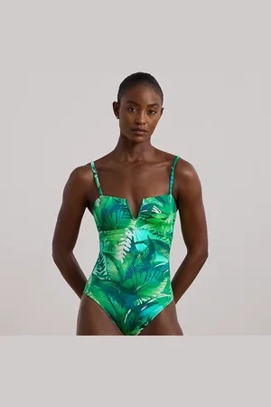 Ralph Lauren Palm Frond-Print Shirred One-Piece