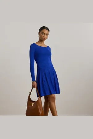 Ralph Lauren Pleated Long-Sleeve Jumper Dress