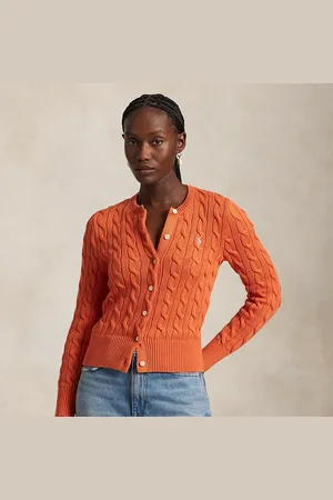 Ralph Lauren Cable-Knit Cotton Crewneck Cardigan