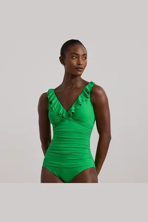 Ralph Lauren Ruffle-Trim Surplice One-Piece