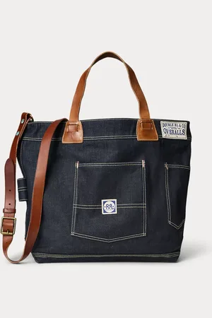 Ralph Lauren Leather-Trim Indigo Denim Tote