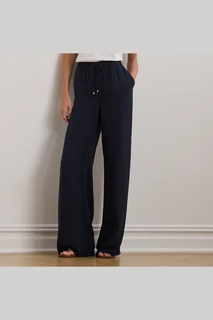 Ralph Lauren Side-Stripe Georgette Wide-Leg Trouser