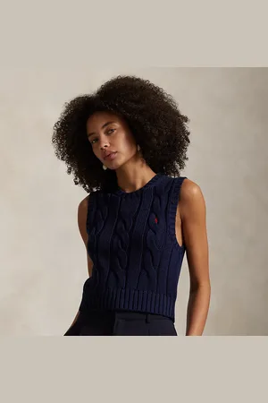 Ralph Lauren Cable-Knit Cotton Cropped Vest