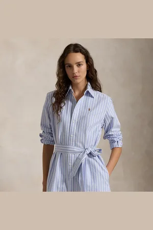 Ralph Lauren Striped Cotton Oxford Belted Shirtdress