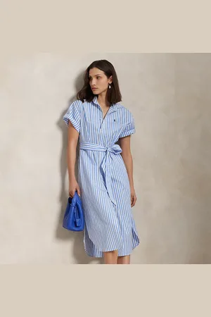 Ralph Lauren Belted Striped Cotton Shirtdress