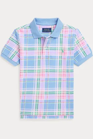 Ralph Lauren Plaid-Print Cotton Mesh Polo Shirt