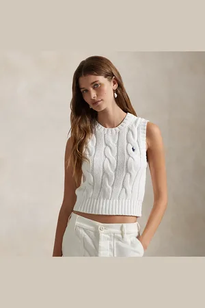 Ralph Lauren Cable-Knit Cotton Cropped Vest