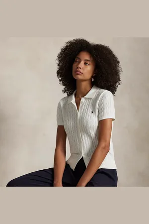 Ralph Lauren Cable Cotton Short-Sleeve Polo Cardigan