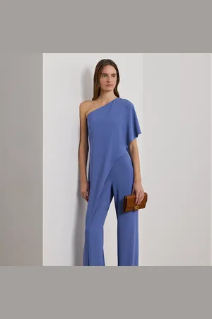 Ralph Lauren Cape Georgette One-Shoulder Jumpsuit