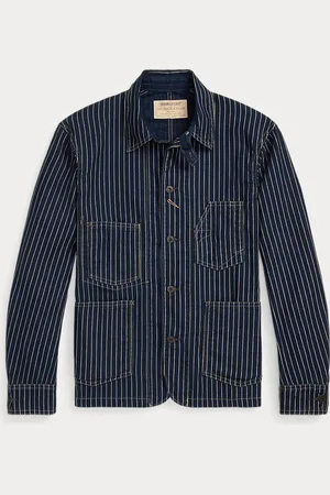 Ralph Lauren Indigo Dot-Stripe Twill Engineer Coat