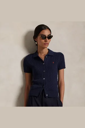 Ralph Lauren Cable Cotton Short-Sleeve Polo Cardigan