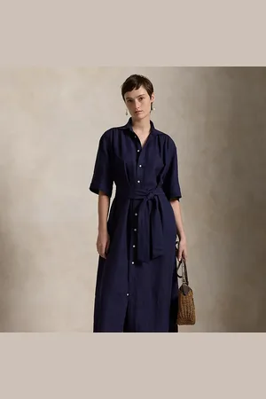 Ralph Lauren Belted Silk-Blend Shirtdress