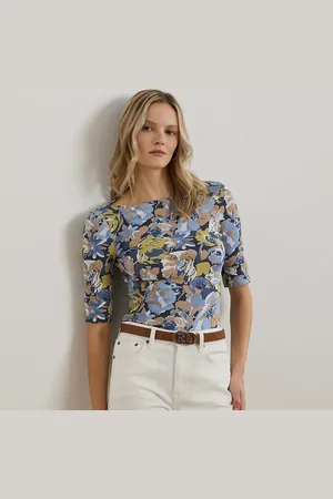 Ralph Lauren Floral Stretch Cotton Boatneck T-shirt