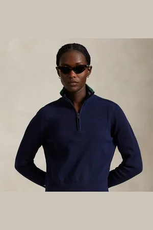 Ralph Lauren Striped-Trim Quarter-Zip
