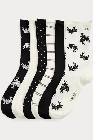 Ralph Lauren Patterned Stretch Roll-Top Sock 6-Pack