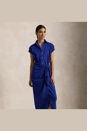 Ralph Lauren Cotton Twill Faux-Wrap Shirtdress