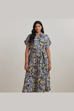Ralph Lauren Curve - Floral Belted Crepe Dress