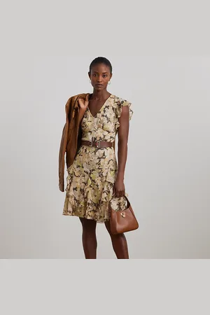 Ralph Lauren Floral Ruffle-Trim Georgette Dress