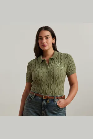Ralph Lauren Curve - Cable-Knit Cotton Polo Jumper