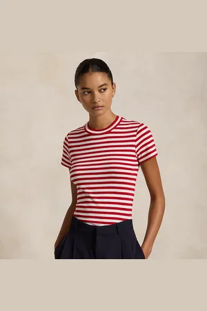 Ralph Lauren Striped Rib-Knit Cotton Crewneck T-Shirt