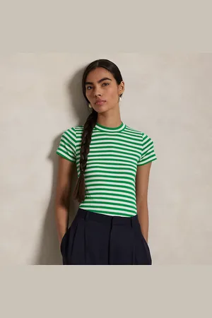 Ralph Lauren Striped Rib-Knit Cotton Crewneck T-Shirt