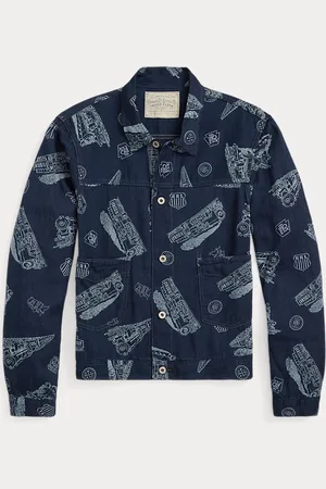 Ralph Lauren Indigo Railroad-Print Twill Jacket