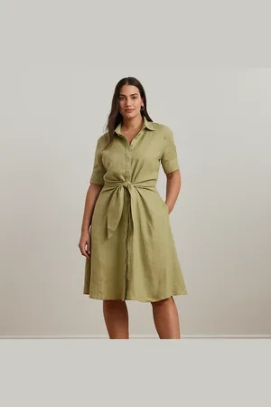 Ralph Lauren Curve - Tie-Front Linen Shirtdress