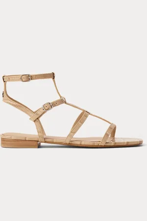 Ralph Lauren Everley Croc-Embossed Gladiator Sandal