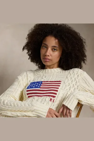 Ralph Lauren Aran-Knit Flag Cotton Jumper