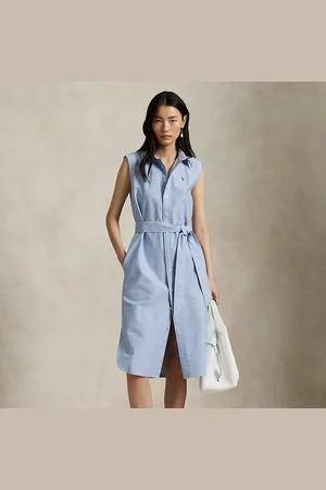 Ralph Lauren Belted Oxford Sleeveless Shirtdress