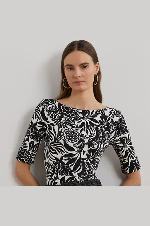 Ralph Lauren Floral Stretch Cotton Boatneck T-shirt