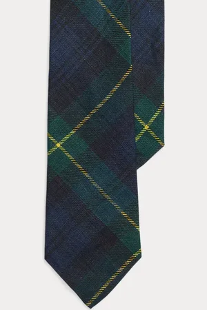 Ralph Lauren Plaid-Print Linen Tie